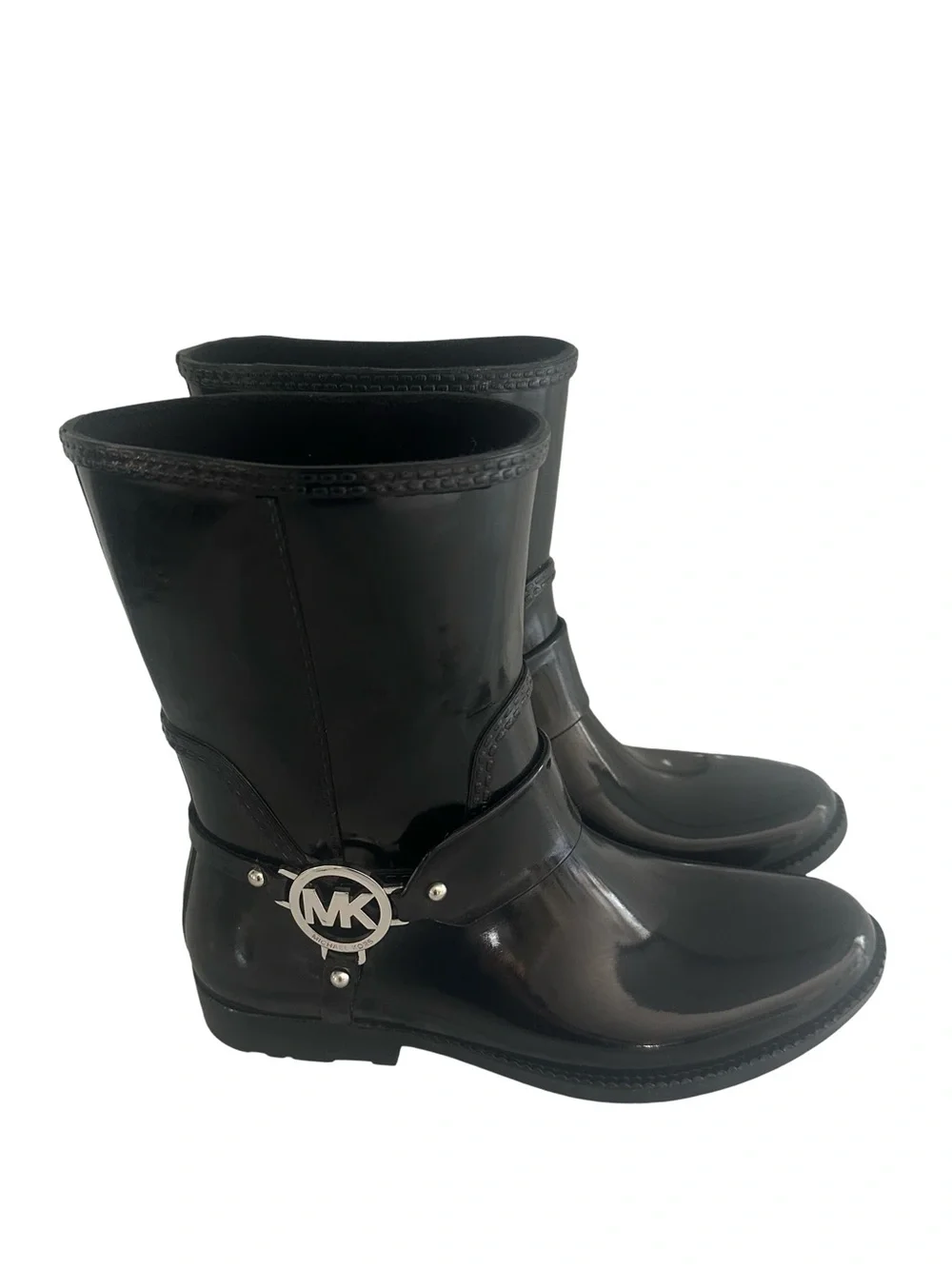 Michael Kors Black Patent Fulton MK Harness Boot  Size 8